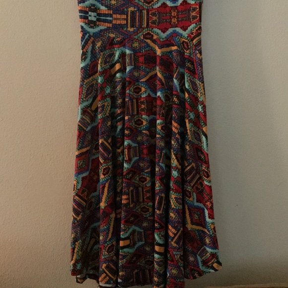 Red/Yellow Aztec Print LuLaRoe Nicole A-Line Dress - NWOT XS - Picture 3 of 8